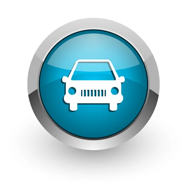 Araba mavi parlak web simgesi — Stok fotoğraf