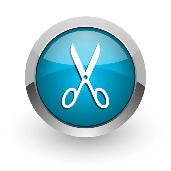 Nożyczki niebieski WWW błyszczący ikona — Zdjęcie stockowe