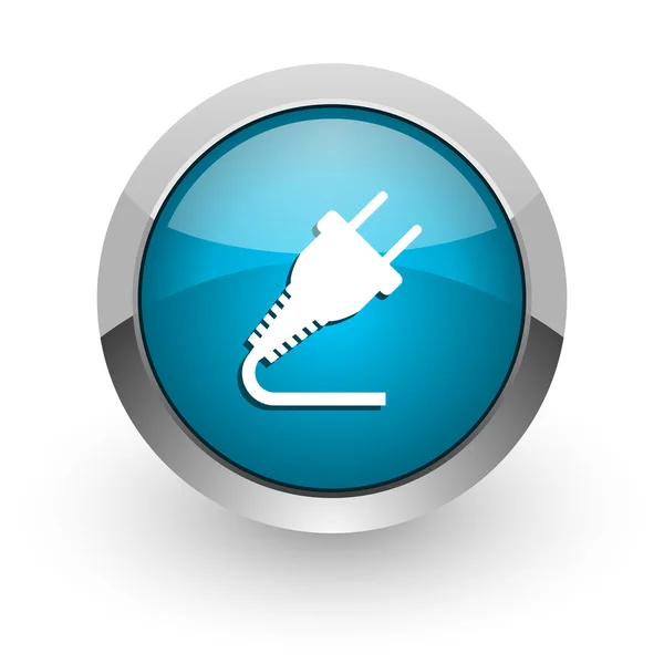 Plug blue glossy web icon — Stock Photo, Image