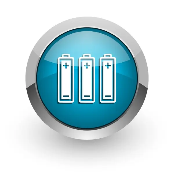 Battery blue glossy web icon — Stock Photo, Image