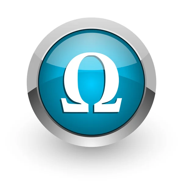 Omega blauw glanzend web pictogram — Stockfoto