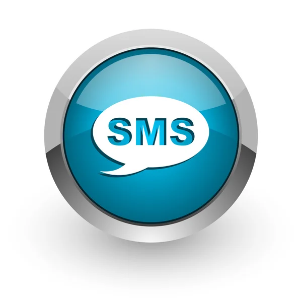 Sms azul brilhante ícone da web — Fotografia de Stock