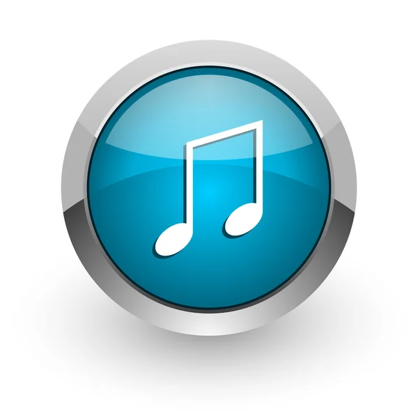 Müzik mavi parlak web simgesi — Stok fotoğraf