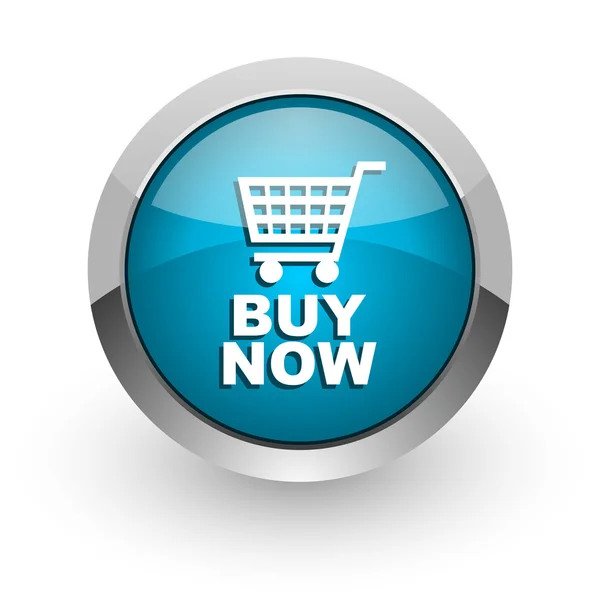Koop nu blauw glanzend web pictogram — Stockfoto