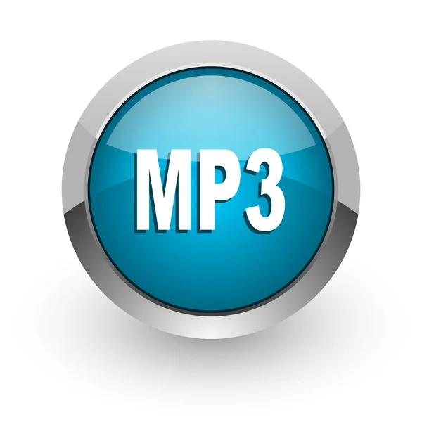 Ikona modré lesklé webové MP3 — Stock fotografie