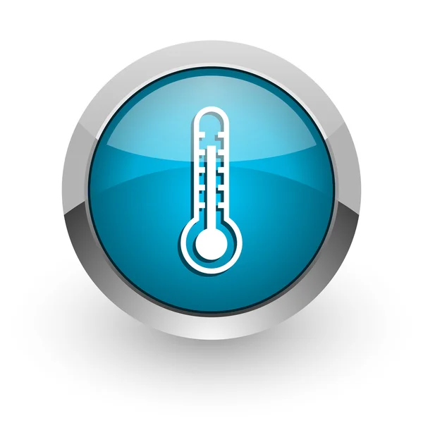 Termometer biru mengkilap ikon web — Stok Foto