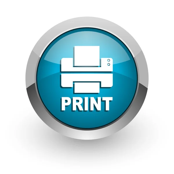 Impresora azul brillante icono web —  Fotos de Stock
