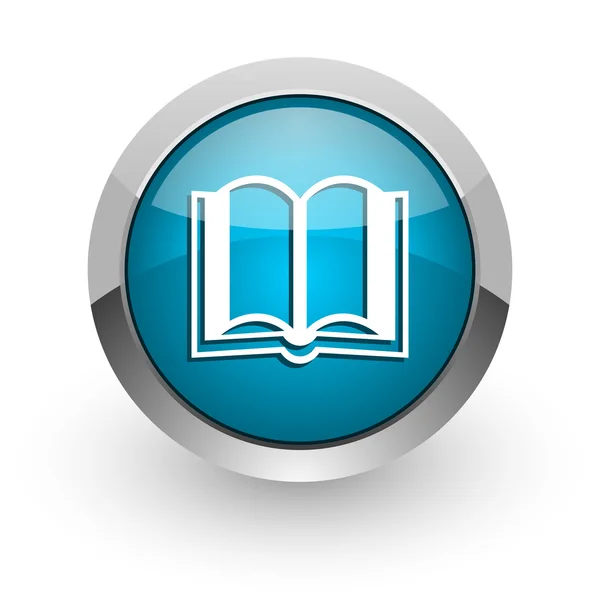 Blauw glanzend web boekpictogram — Stockfoto