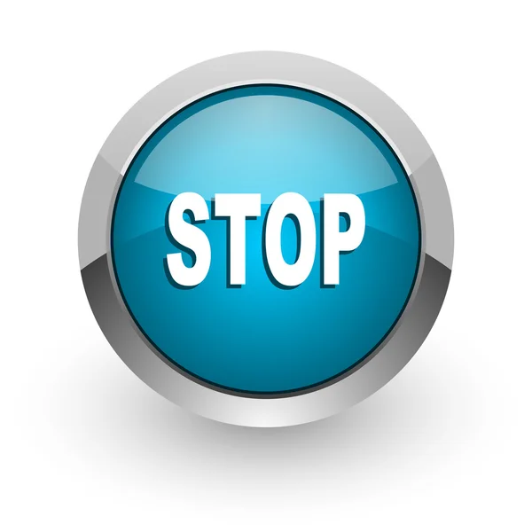 Stop blauw glanzend web pictogram — Stockfoto