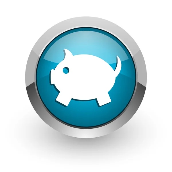 Piggy bank blue glossy web icon — Stock Photo, Image