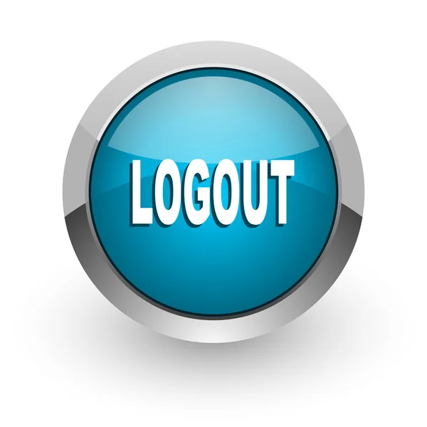 Logout icona web blu lucido — Foto Stock