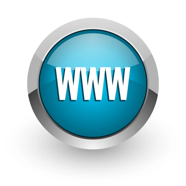 Www ícone web brilhante azul — Fotografia de Stock