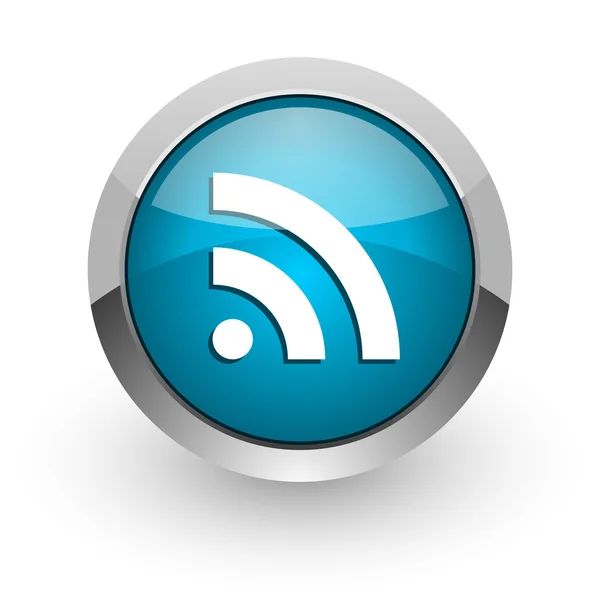 RSS-icoon blauw glanzend web — Stockfoto