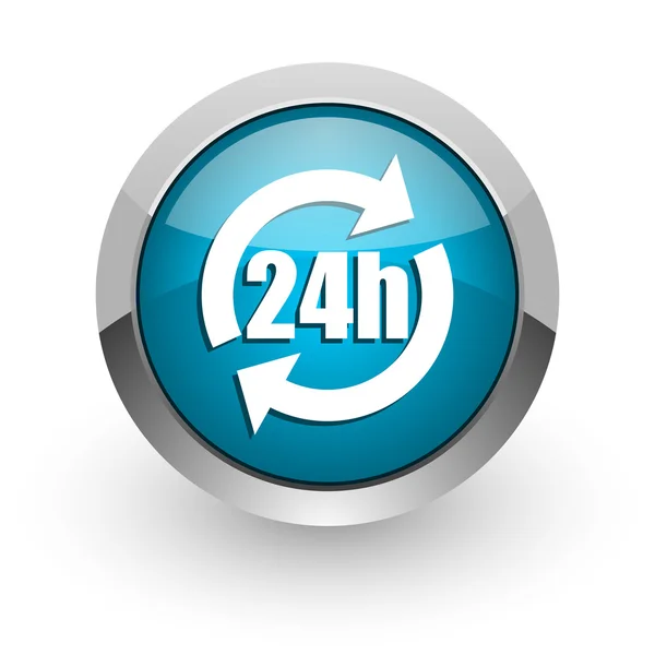 24h niebieski WWW błyszczący ikona — Zdjęcie stockowe