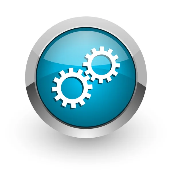 Gear blue glossy web icon — Stock Photo, Image