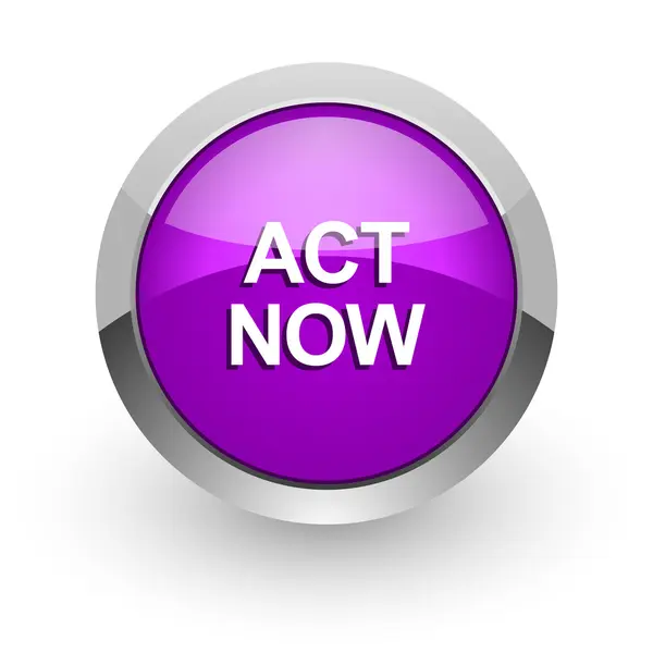 Act now pink glossy web icon — Stock Photo, Image