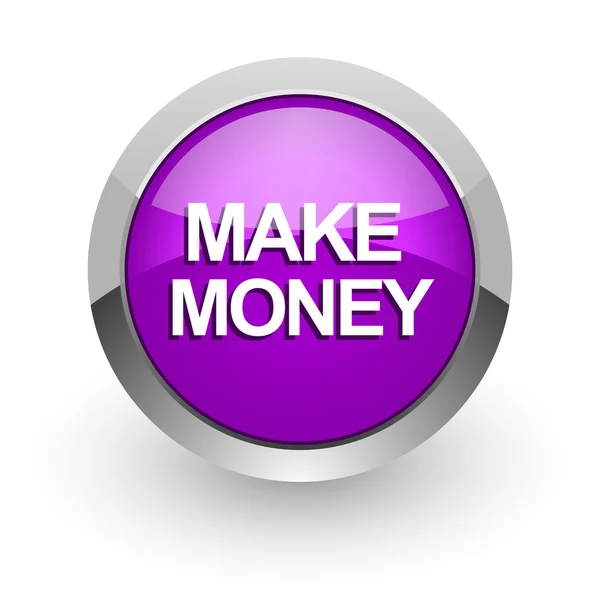 Make money pink glossy web icon — Stock Photo, Image