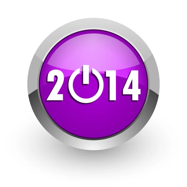 Year 2014 pink glossy web icon — Stock Photo, Image
