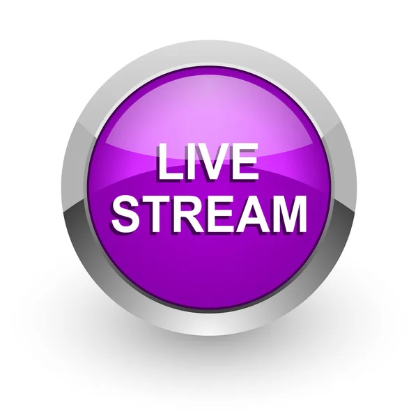 Live stream icona web rosa lucido — Foto Stock