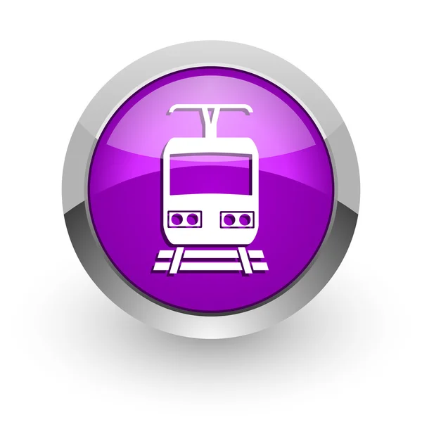 Tren pembe parlak web simgesi — Stok fotoğraf