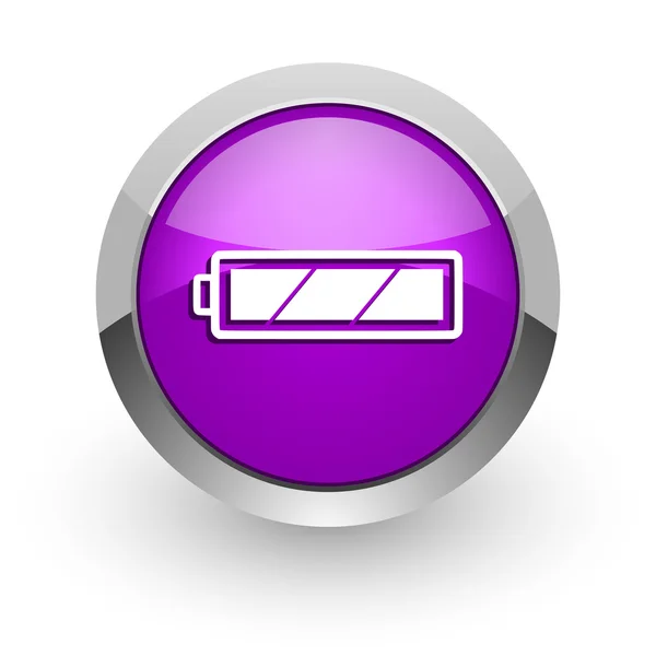 Battery pink glossy web icon — Stock Photo, Image