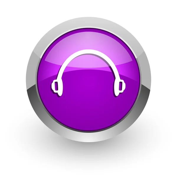 Headphones pink glossy web icon — Stock Photo, Image