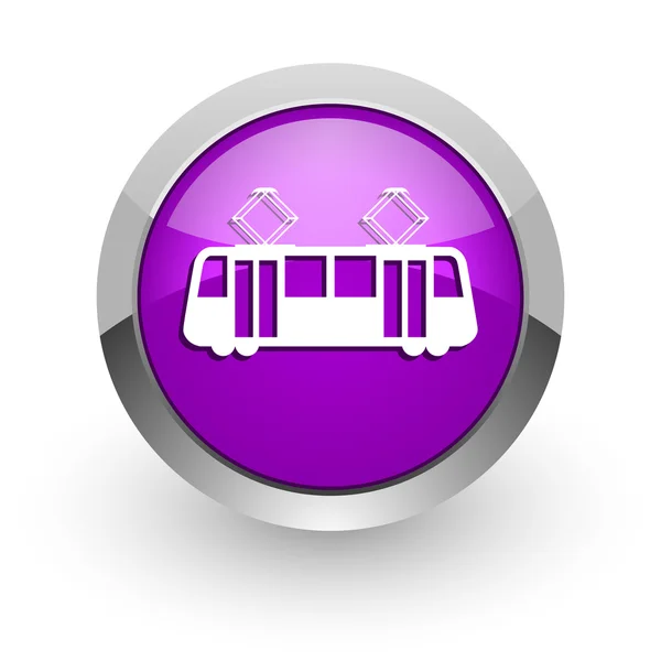 Икона трамвая розовый глянцевый — стоковое фото