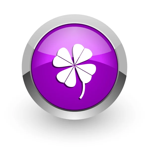 Four-leaf clover pink glossy web icon — Stock Photo, Image