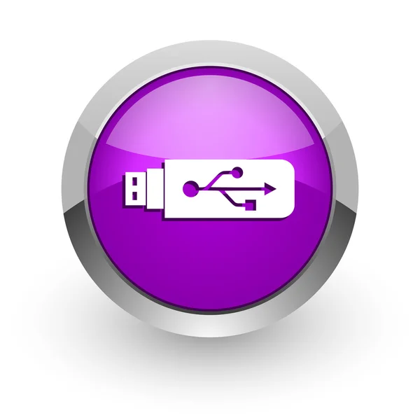 USB różowy WWW błyszczący ikona — Zdjęcie stockowe