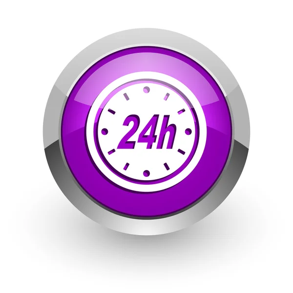 24h pink glossy web icon — Stock Photo, Image