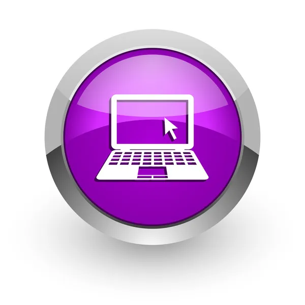 Ikona počítač růžový lesklý webové — Stock fotografie