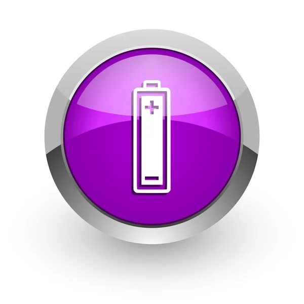 Ikona baterii różowy WWW błyszczący — Zdjęcie stockowe