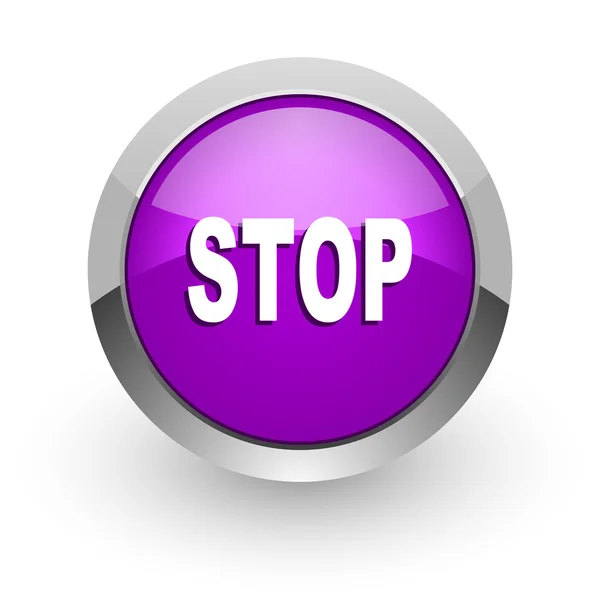 Stop pink glossy web icon — стоковое фото