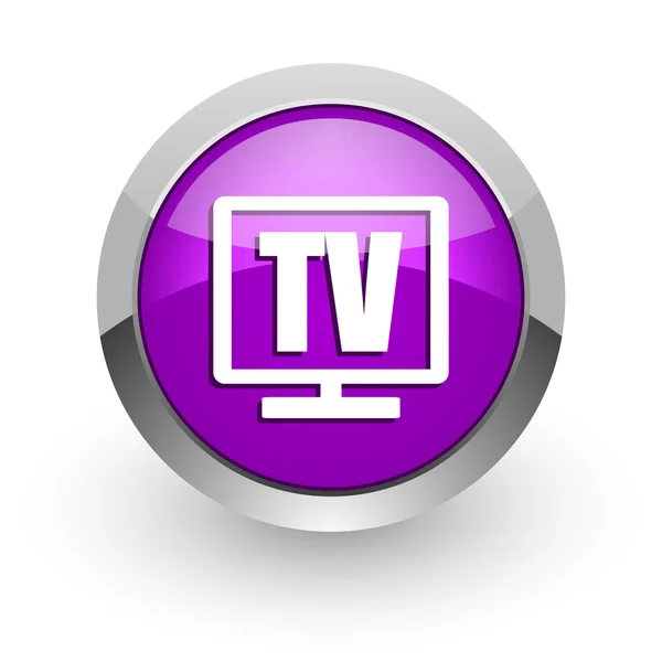 TV pembe parlak web simgesi — Stok fotoğraf