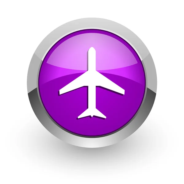 비행기 핑크 광택 웹 아이콘 — 스톡 사진