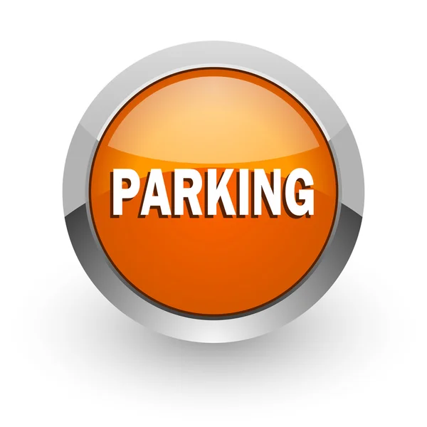 Parcheggio arancio lucido web icon — Foto Stock