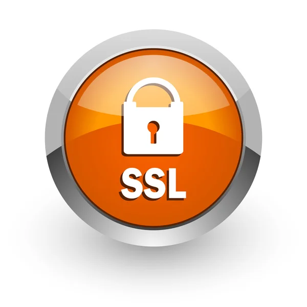 SSL pomarańczowy WWW błyszczący ikona — Zdjęcie stockowe