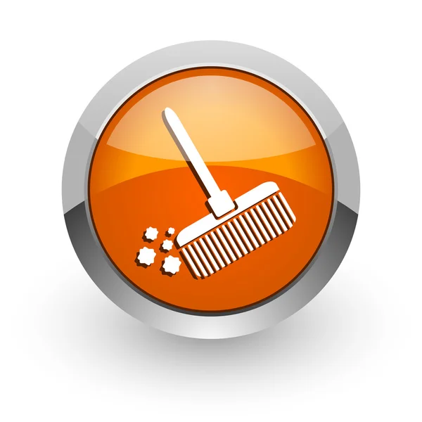 Kvast orange glansig web-ikonen — Stockfoto