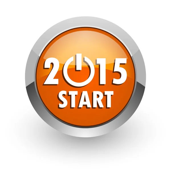 Yeni yıl 2015 turuncu parlak web simgesi — Stok fotoğraf