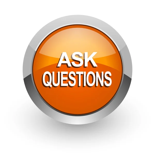 Ask questions orange glossy web icon — Stock Photo, Image