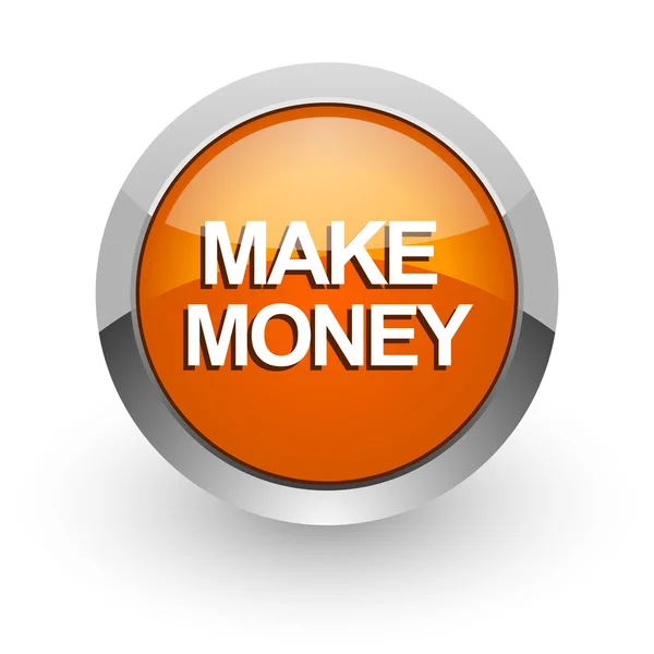 Ganhar dinheiro laranja ícone da web brilhante — Fotografia de Stock