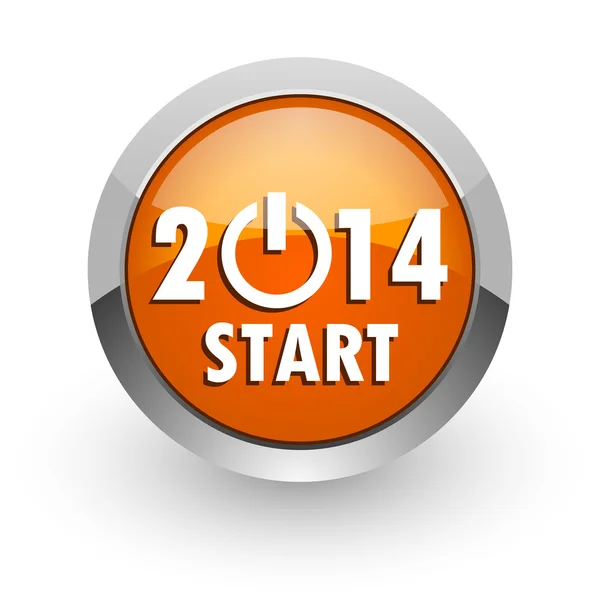 Year 2014 orange glossy web icon — Stock Photo, Image