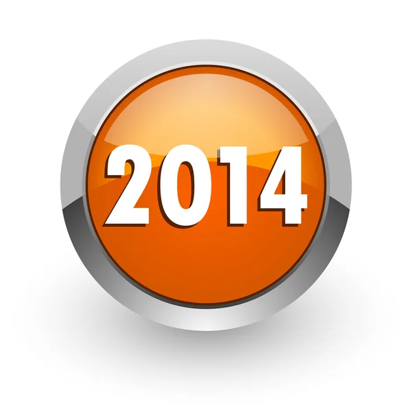 Year 2014 orange glossy web icon — Stock Photo, Image