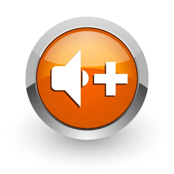 Lautsprecher Volumen Orange Hochglanz Web-Symbol — Stockfoto