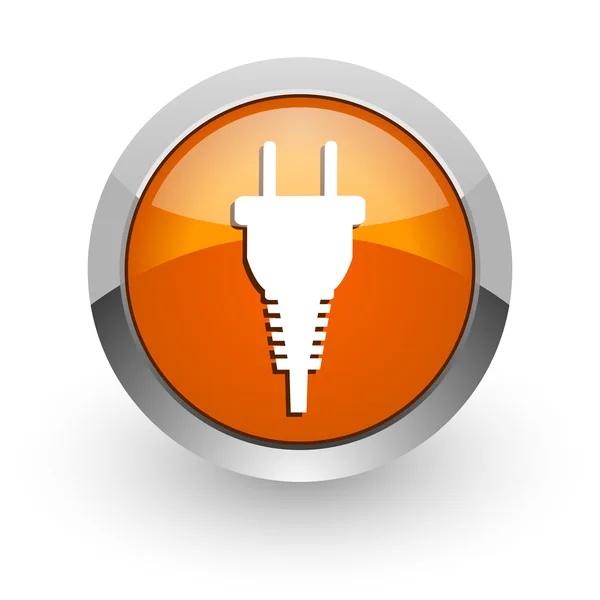 Plug naranja brillante icono web — Foto de Stock