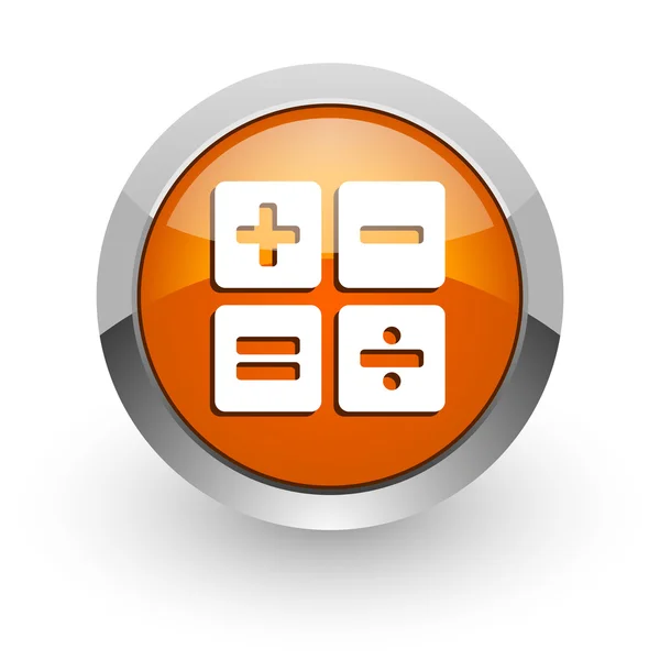 Calculator orange glossy web icon — Stock Photo, Image