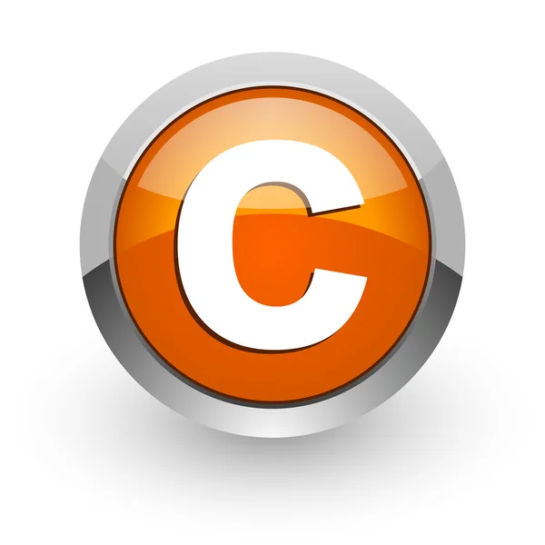 Copyright orange glansig web-ikonen — Stockfoto