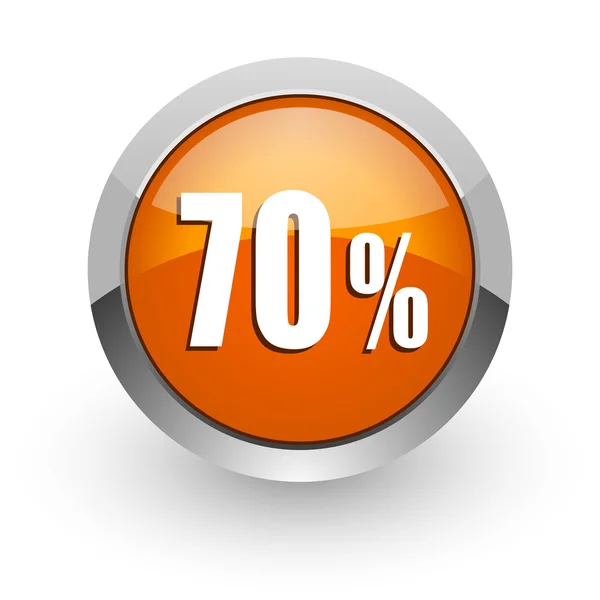 70 százaléka narancsszínű fényes web ikon — Stock Fotó