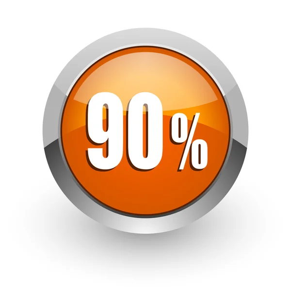 90 percent orange glossy web icon — Stock Photo, Image