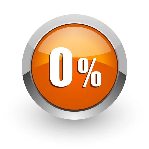 0 percent orange glossy web icon — Stock Photo, Image